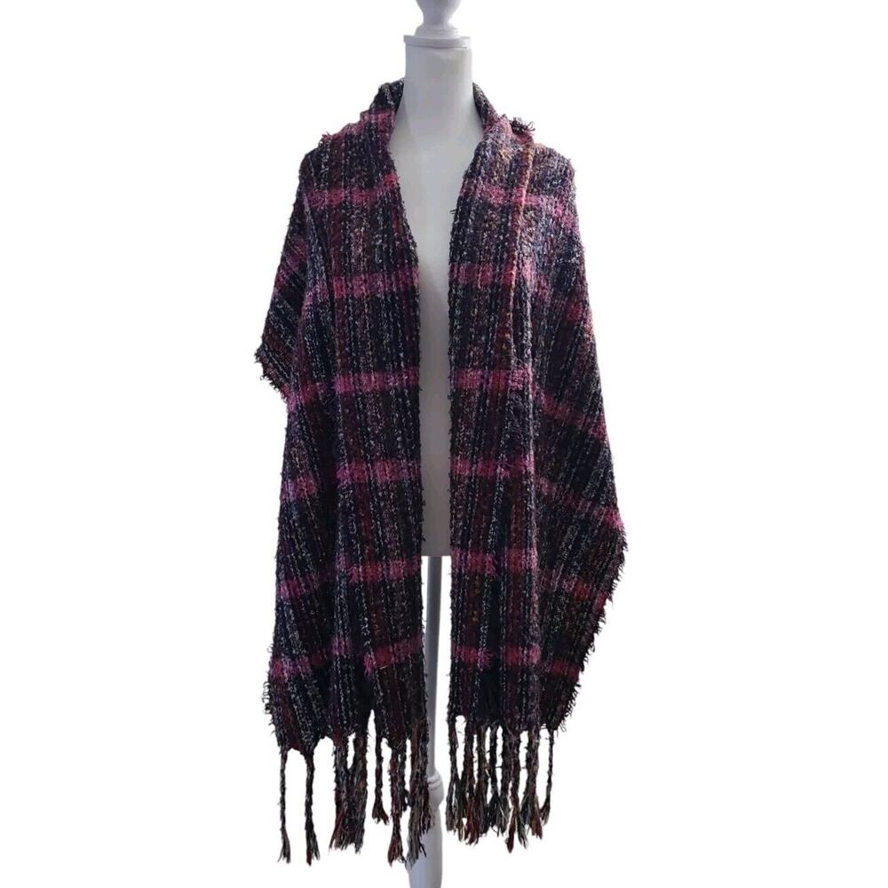Charlotte Daniel‎ Onesize Wrap Scarf Shawl Multicolor Fringe